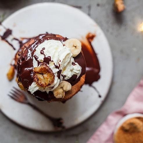 Double Chocolate Pancake Recipe with caramelised bananas - from the 'Using our Mixes' Series